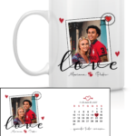 caneca branca com data e foto