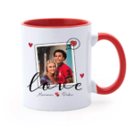 caneca vermelha com data e foto lgbt